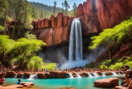 Red Rock Waterfalls and Hot Spring Join In Tour with Forest Camp Experience