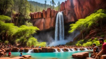 Red Rock Waterfalls and Hot Spring Join In Tour with Forest Camp Experience