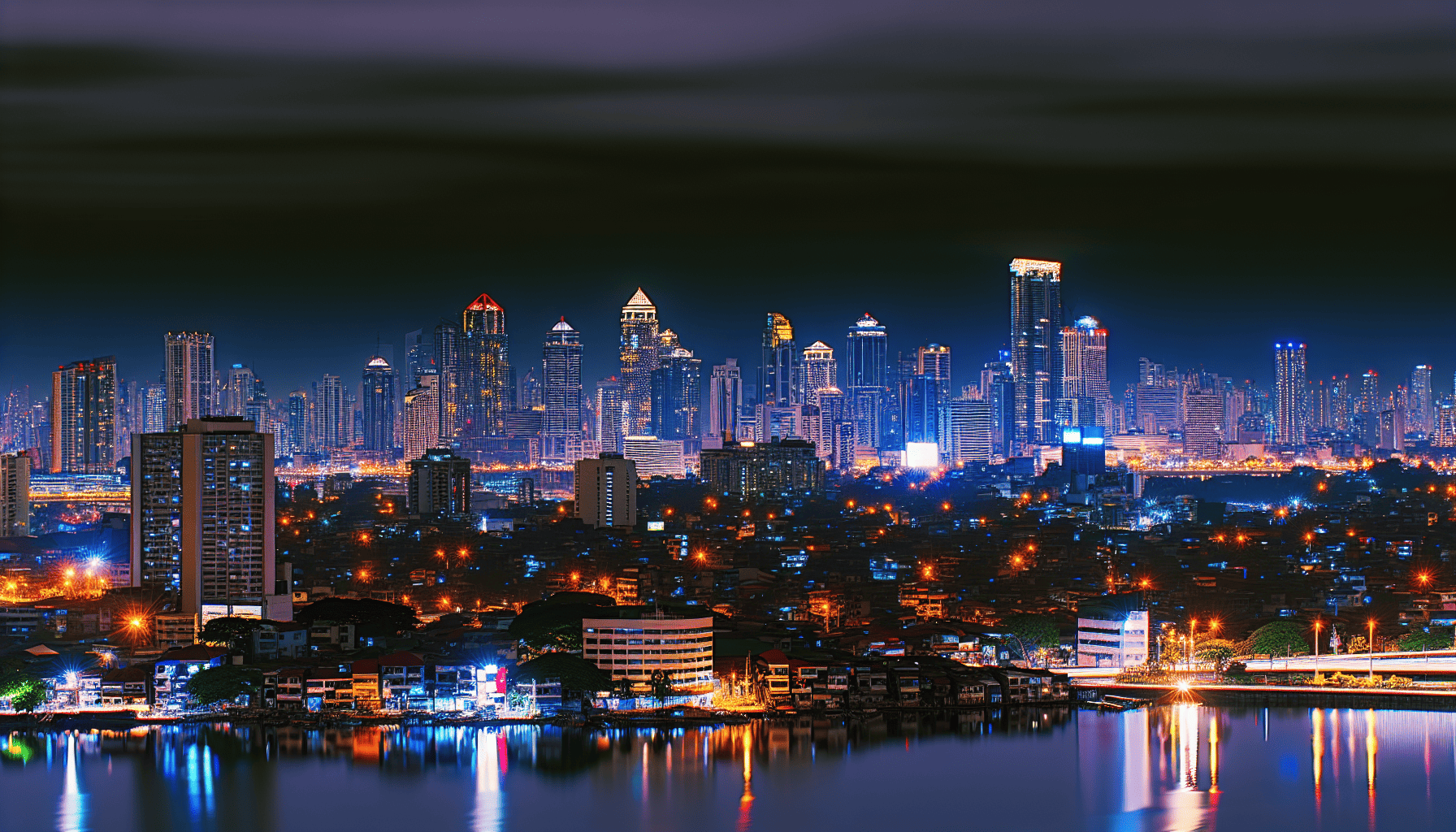 Stunning view of Metro Manila skyline at night