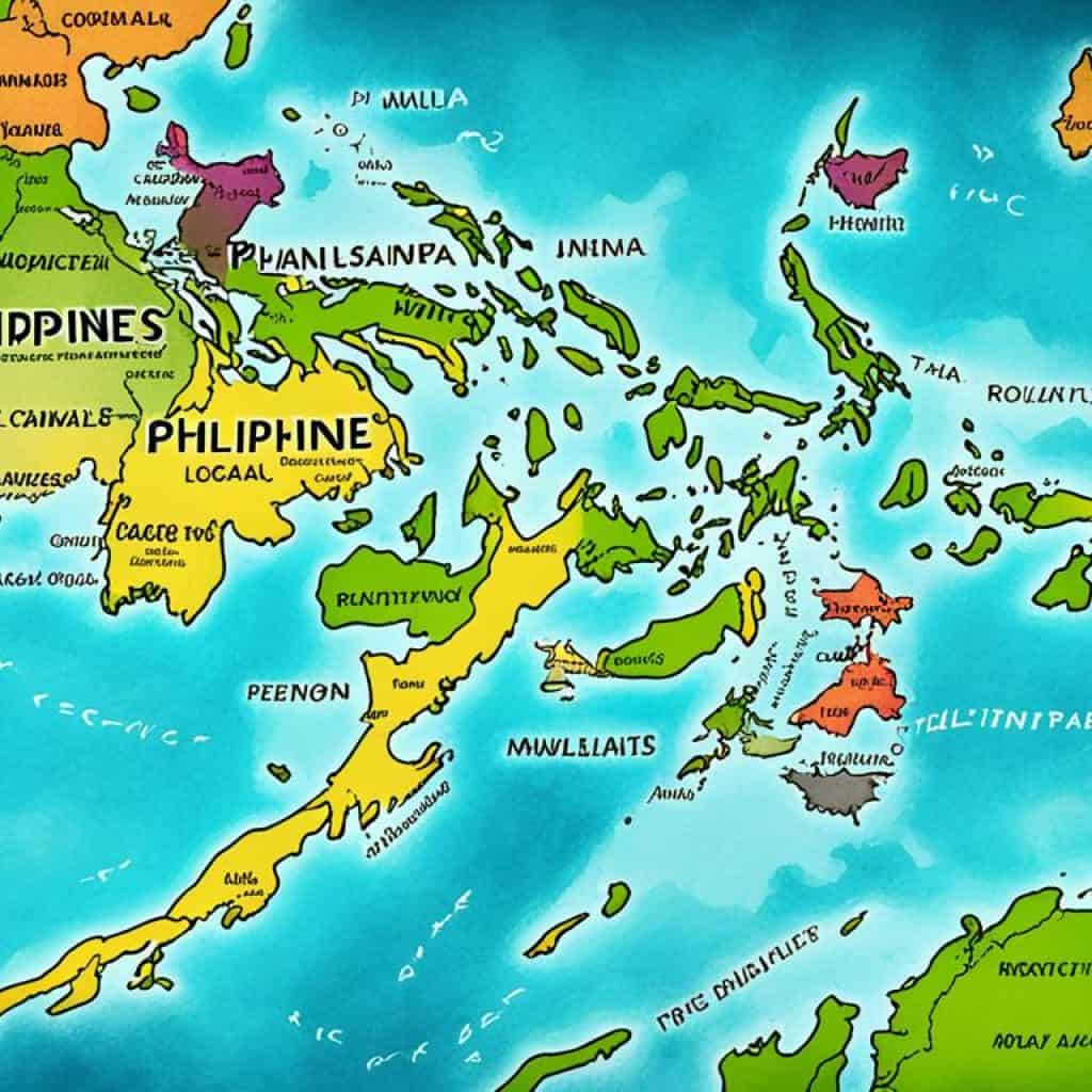 Philippines map showing regions