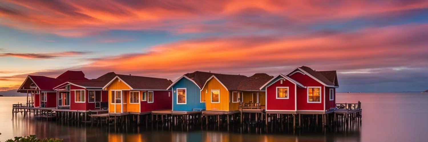 Sunset at San Juan by the Bay Floating Cottages and Boardwalk, samar philippines