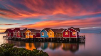 Sunset at San Juan by the Bay Floating Cottages and Boardwalk, samar philippines