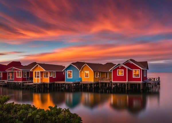 Sunset at San Juan by the Bay Floating Cottages and Boardwalk, samar philippines
