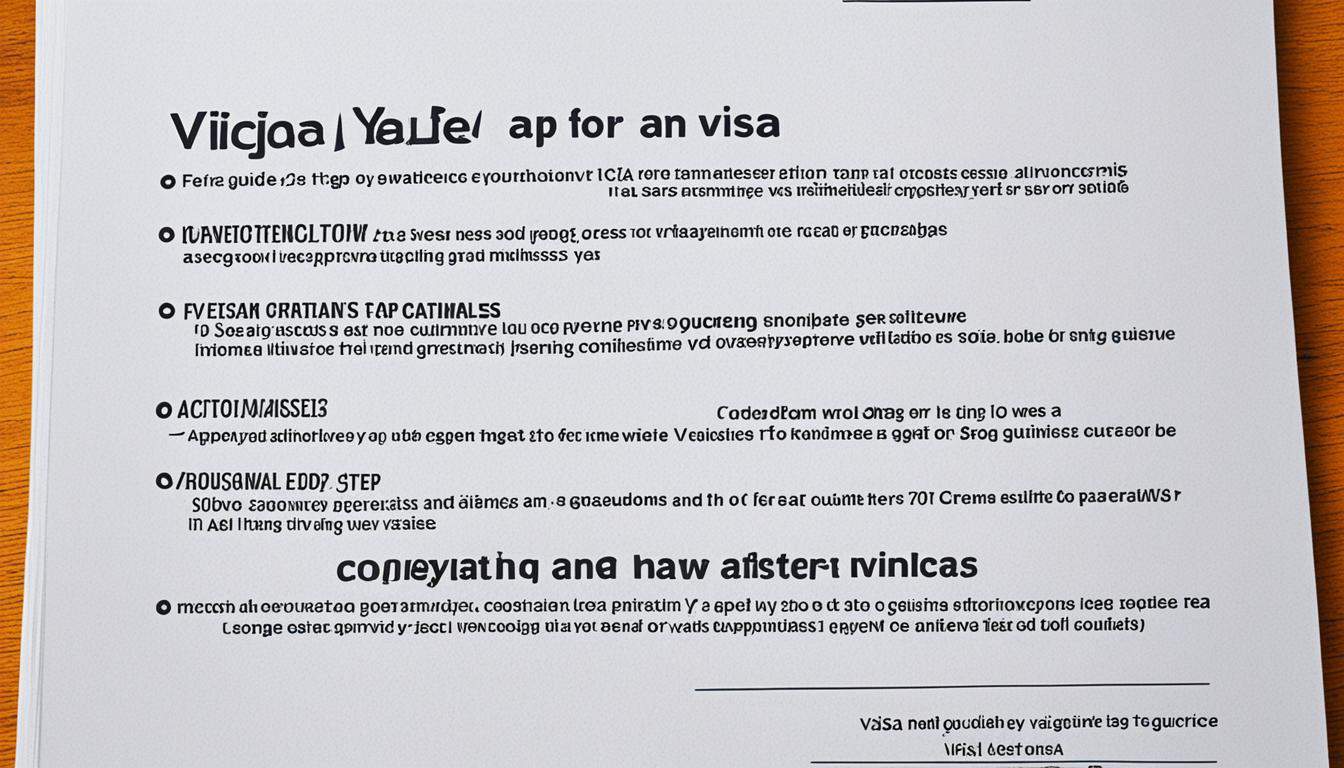 Visa application process step passport form