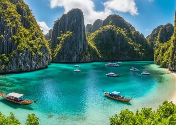 The dramatic karst landscapes of El Nido, Palawan Philippines