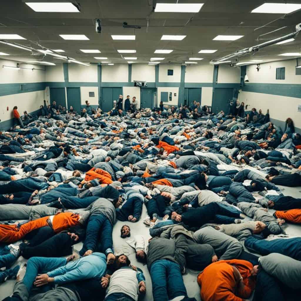 Overcrowded detention center during COVID-19 lockdown