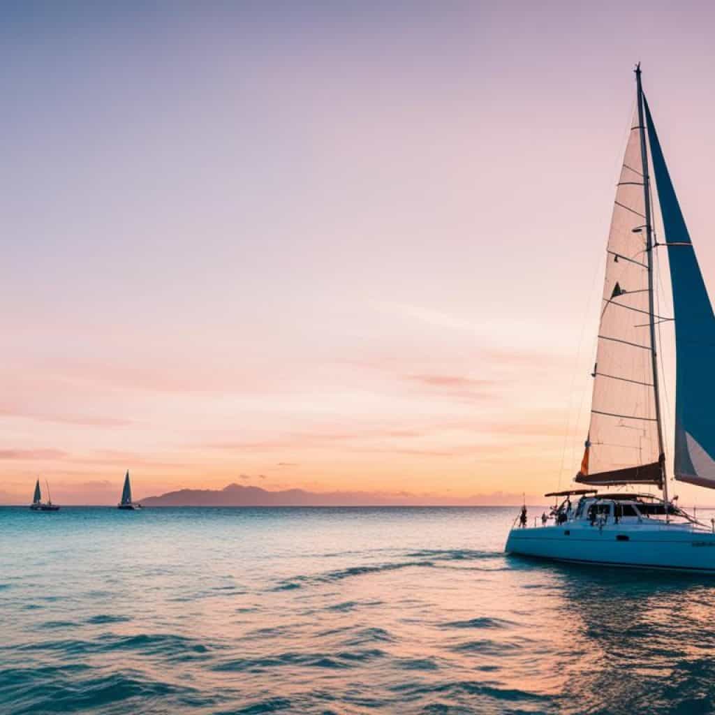 paraw sailing at sunset