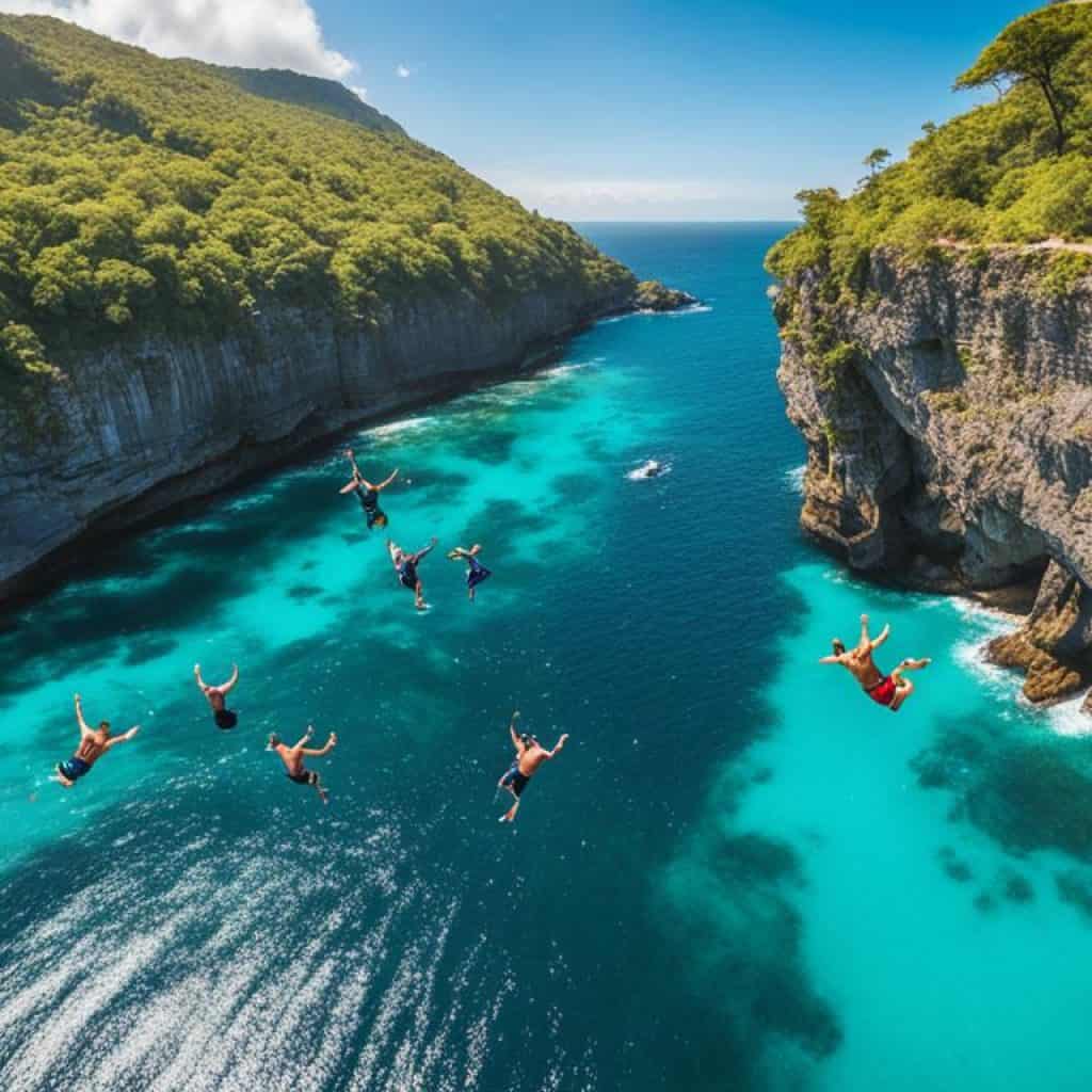 cliff-diving at Ariel's Point